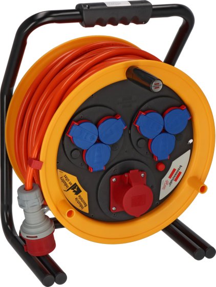 Brobusta CEE Kabeltrommel 380, 1x CEE 400V/16A, 6x Schutzkontakt-Steckdosen 230V/16A, 40m AT-N07V3V3-F 5G2,5 orange, IP44 - Produktbild