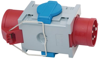 Kreuzverteiler, 1x CEE 400V/16A, 2x Schutzkontakt-Steckdosen 230V/16A, IP44