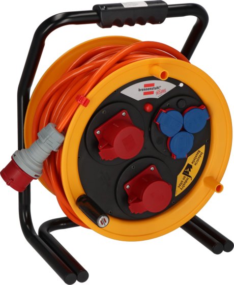 Brobusta CEE Kabeltrommel 380, 2x CEE 400V/16A, 3x Schutzkontakt-Steckdosen 230V/16A, 40m AT-N07V3V3-F 5G2,5 orange, IP44 - Produktbild