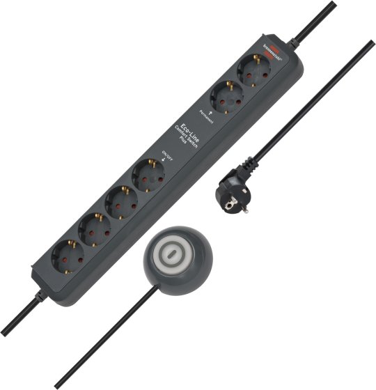 Eco-Line Comfort Switch Plus EL CSP 24 Steckdosenleiste 6-fach anthrazit 1,5m H05VV-F 3G1,5 2 permanent, 4 schaltbar beleuchteter Hand-/Fußschalter - Produktbild