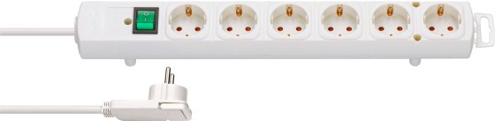 Comfort-Line Plus Steckdosenleiste mit Flachstecker 6-fach weiss 2m H05VV-F 3G1,5 - Produktbild