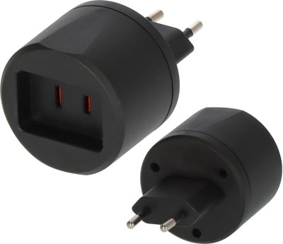 Reisestecker USA => Euro mit 2,5A Sicherung