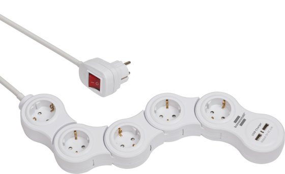 Vario Power Steckdosenleiste mit USB-Ladefunktion 5-fach weiß, 1,4m H05VV-F 3G1,5 - Produktbild