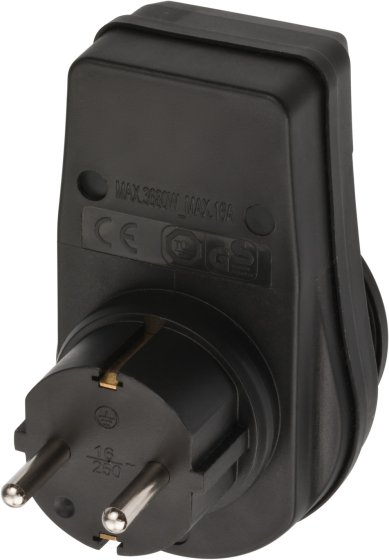 Steckdosenadapter EDS 10 IP44 mit Ein/Aus Schalter für den Außenbereich im Polybag - Produktansicht