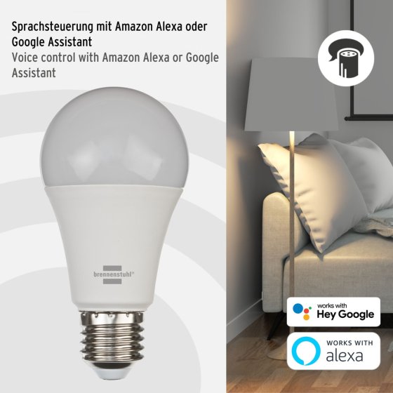 brennenstuhl®Connect WiFi Glühbirne SB 810, E27, 860lm, 9W - Anwendungsbild