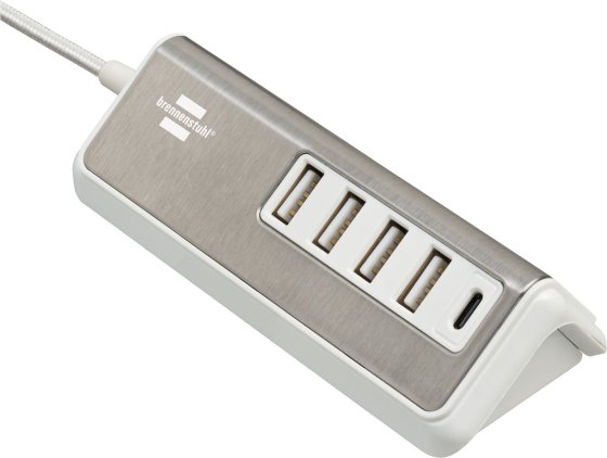 brennenstuhl®estilo USB-Multiladegerät mit 1,5m Textilkabel 4x USB + 1x USB C Power Delivery - Produktbild